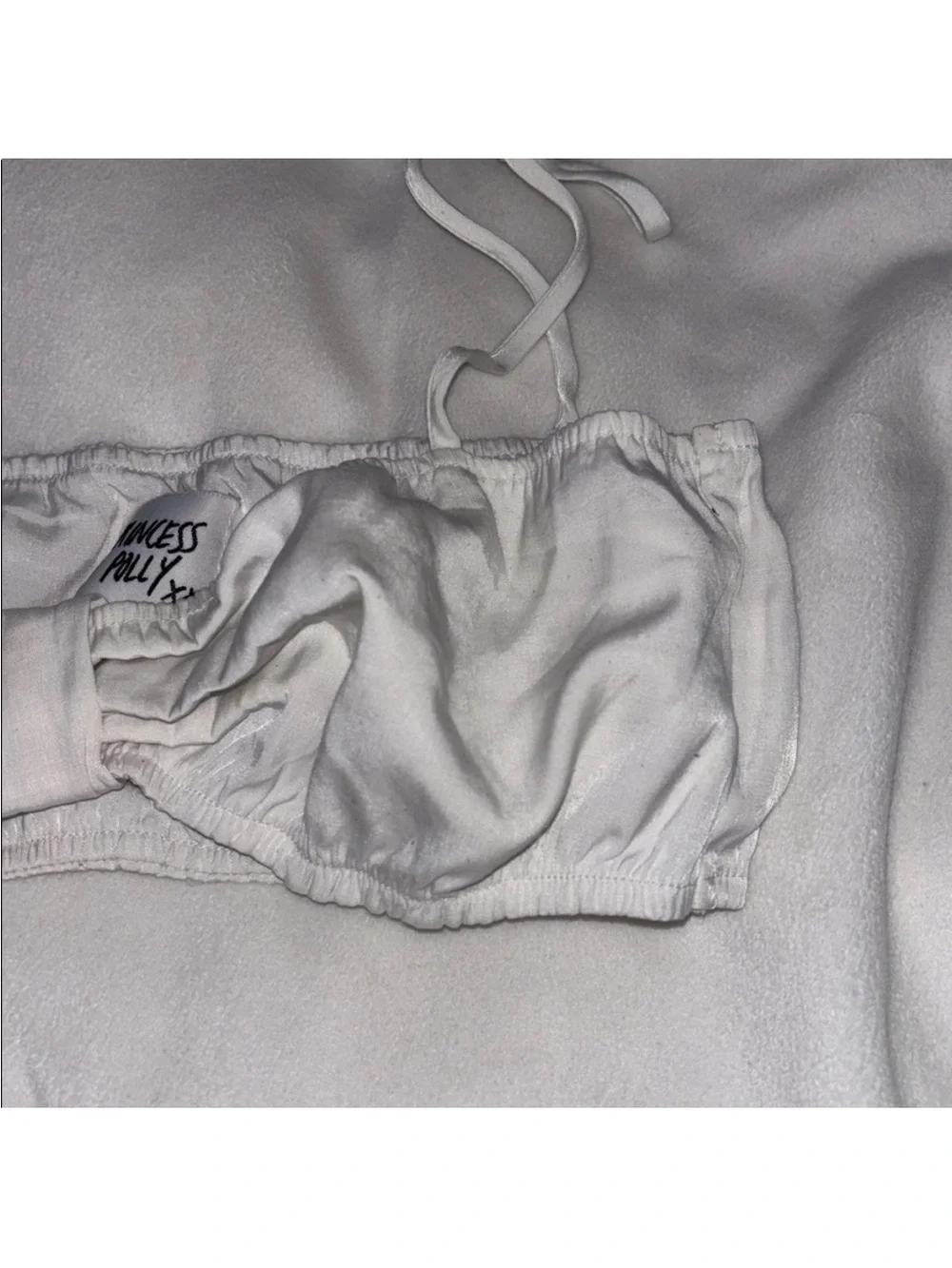 Princess Polly White Tie-Shoulder Bandeau Bikini Top - Picture 3 of 4